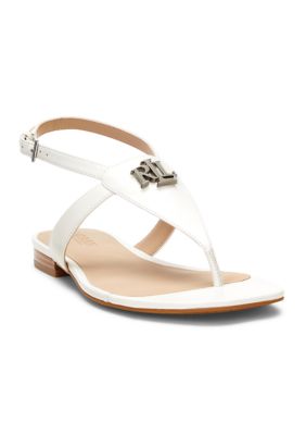Lauren Ralph Lauren Women's Everley Nappa Leather Sandals, White, 7M