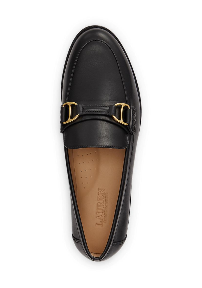 Polo by Ralph Lauren Black Leather Loafers with Gold Buckle Detail Audrey Welington Alligator Loafer main image 4