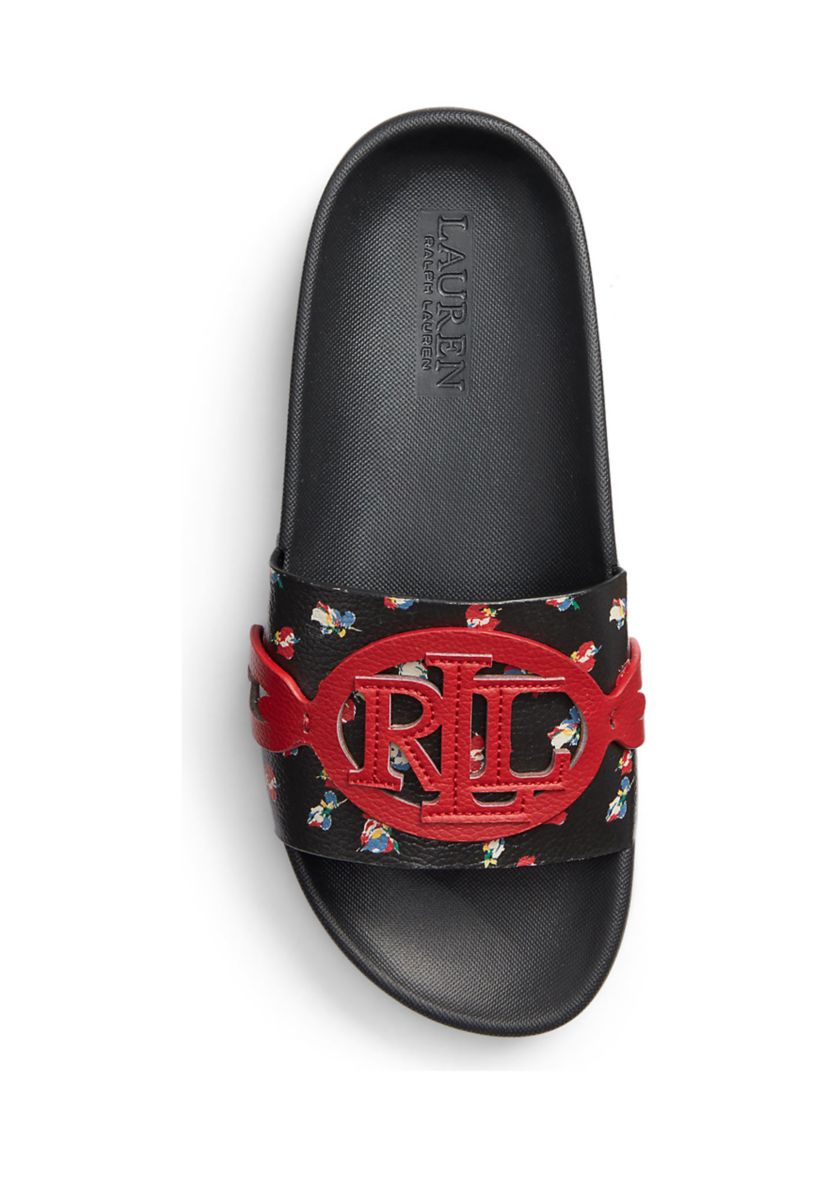 Ayden Floral Faux-Leather Pool Slides