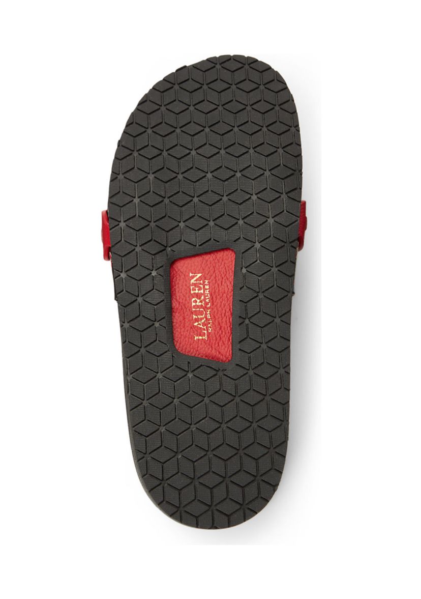 Ayden Floral Faux-Leather Pool Slides