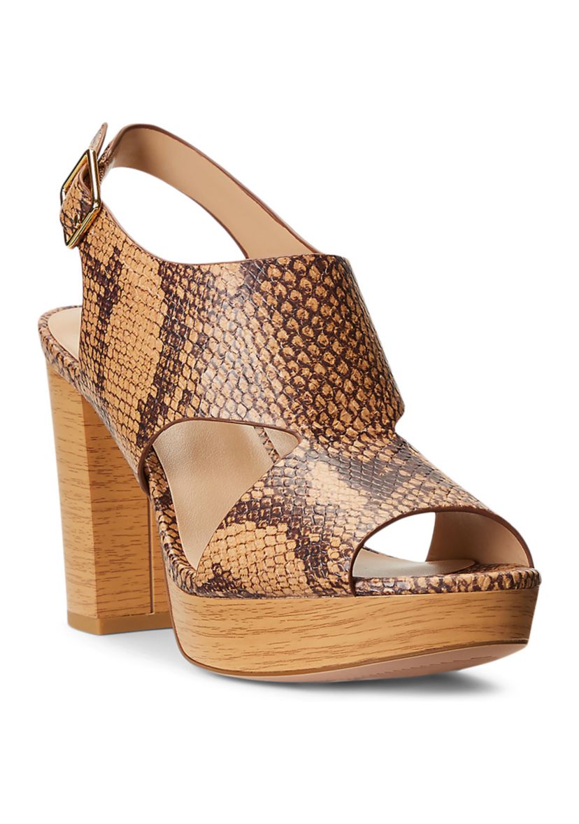 Lauren Ralph Lauren Feona Python-Embossed Leather Sandals | Belk