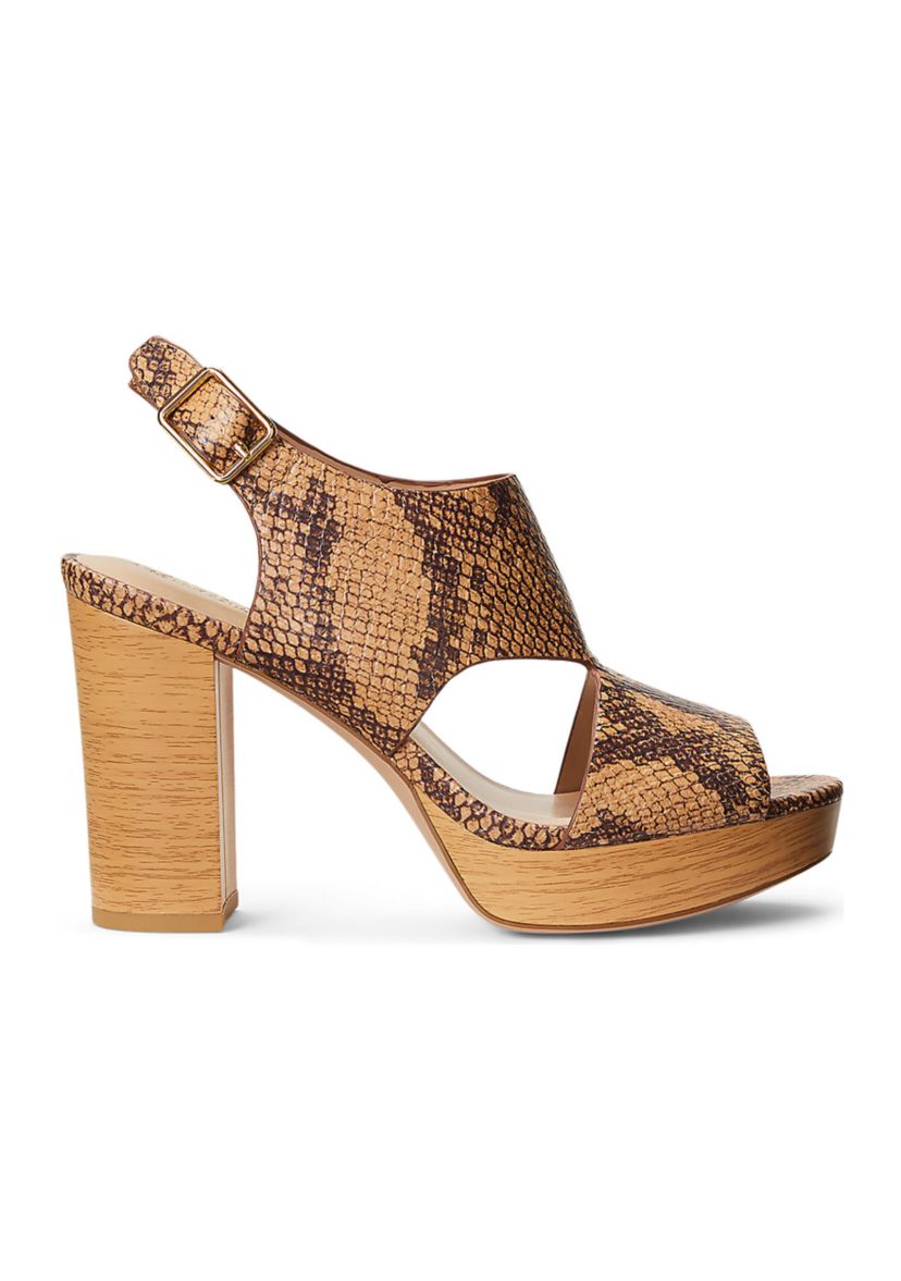 Lauren Ralph Lauren Feona Python-Embossed Leather Sandals | Belk