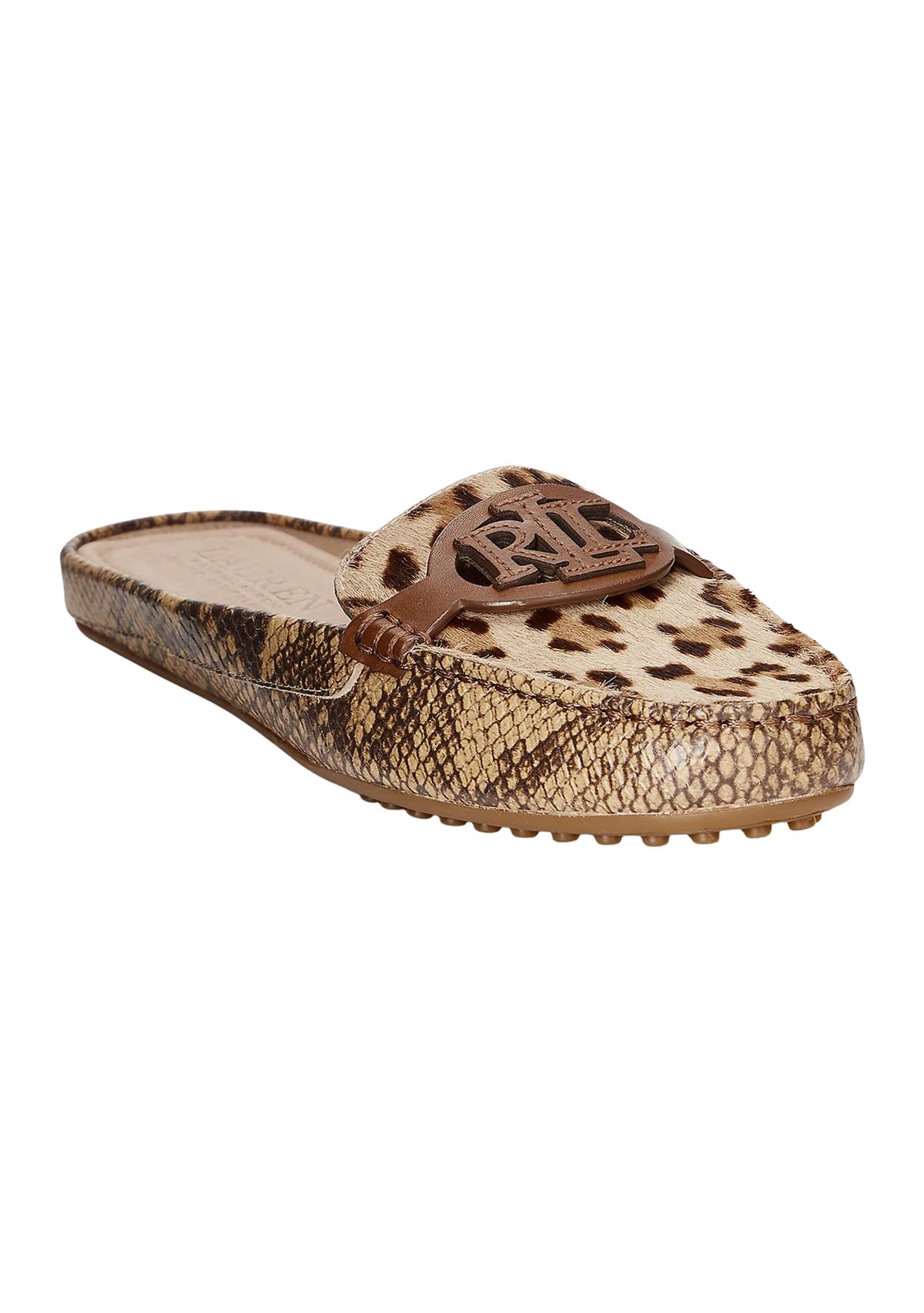 Brynn Embossed Leather & Haircalf Driver Flats