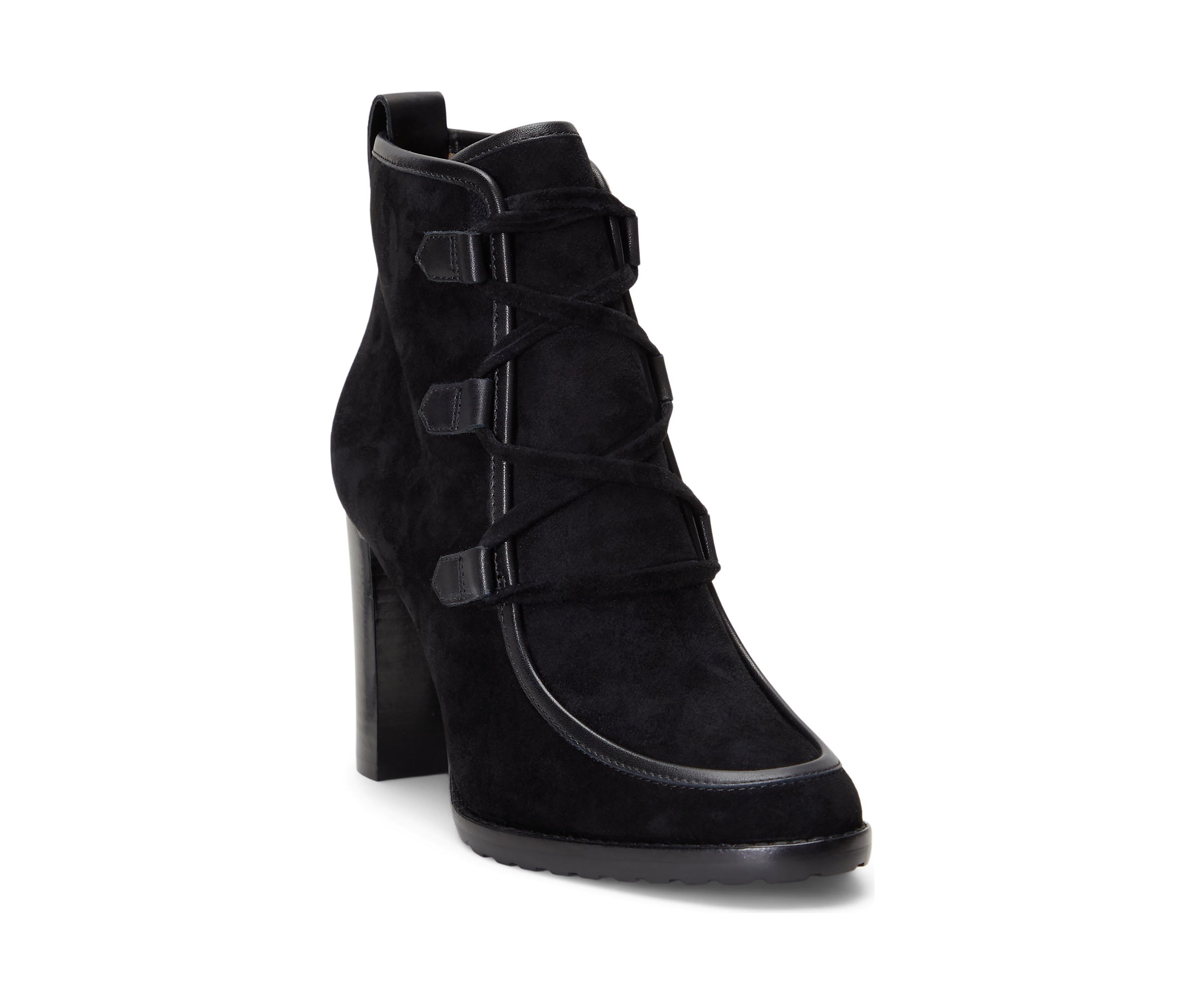 Mabel Leather Trim Suede Booties