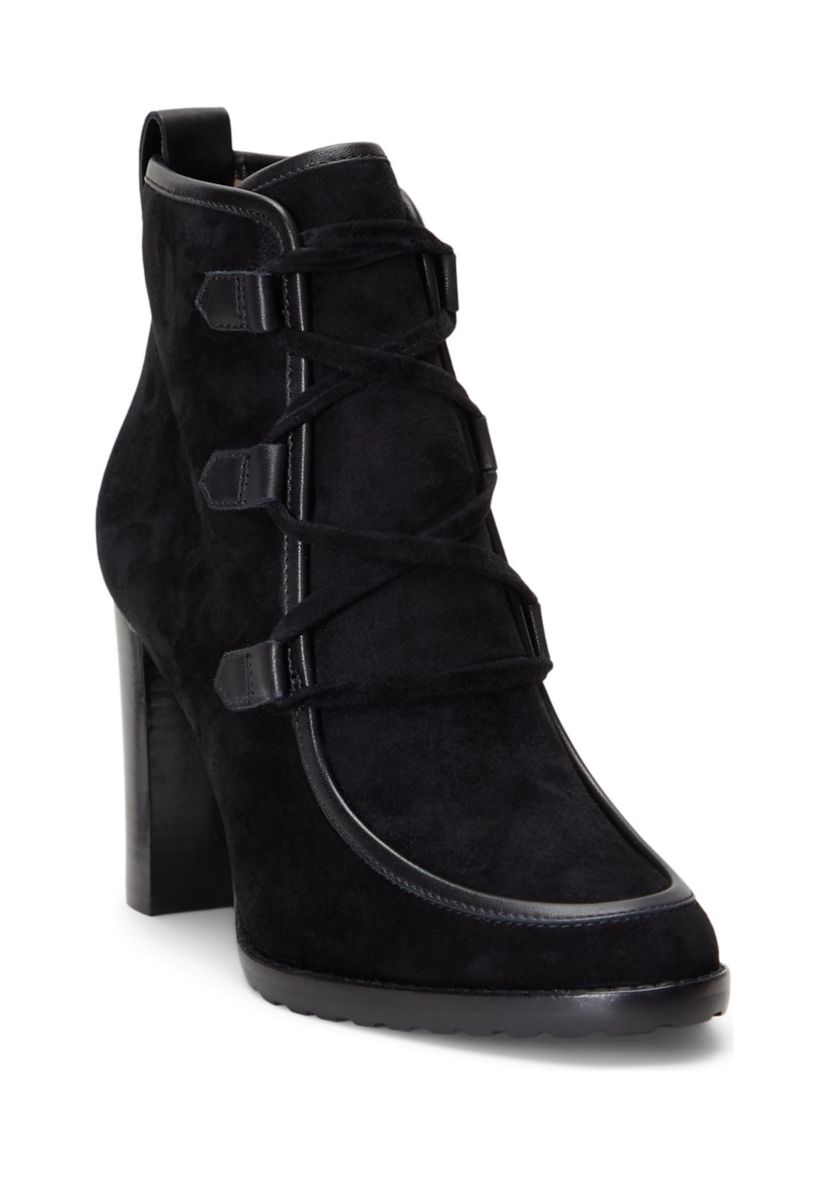 Mabel Leather Trim Suede Booties