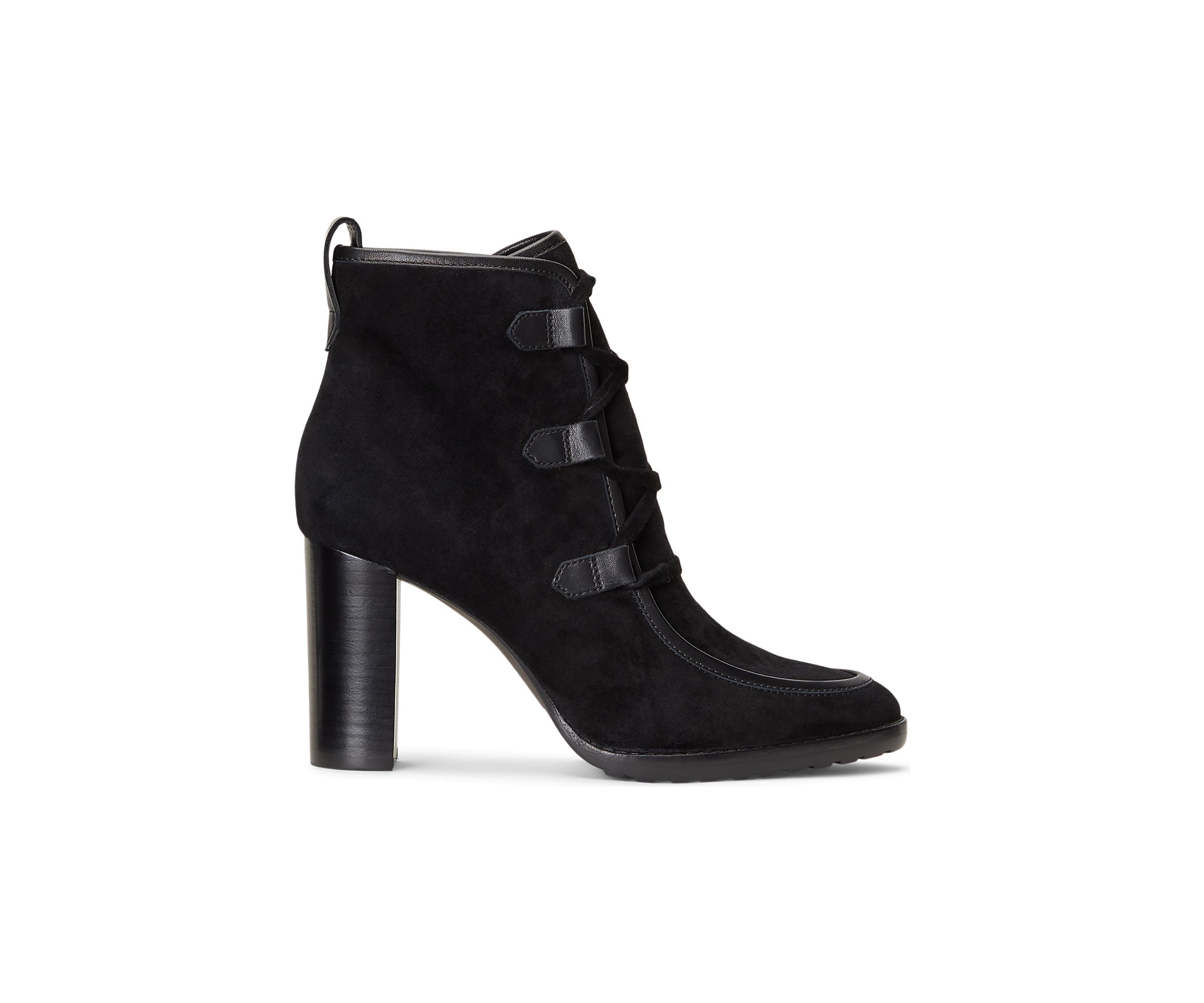 Mabel Leather Trim Suede Booties