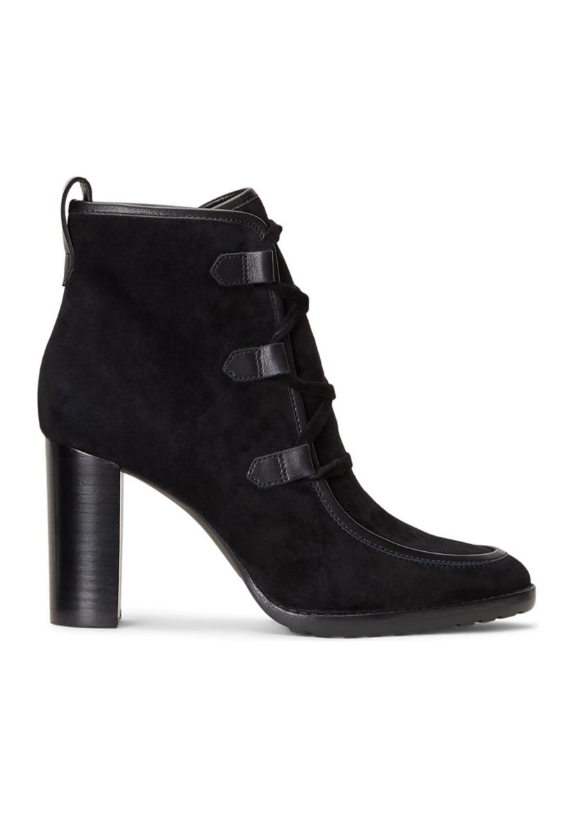 Mabel Leather Trim Suede Booties
