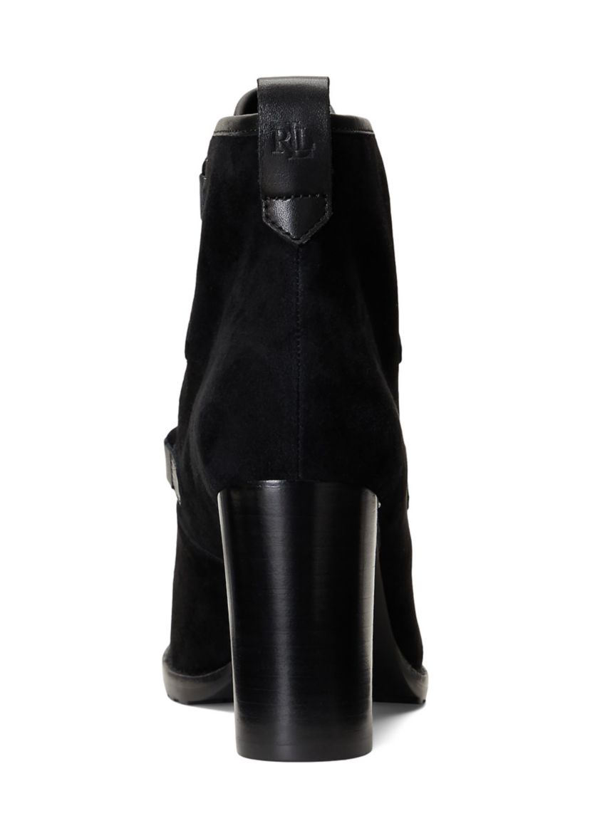 Mabel Leather Trim Suede Booties