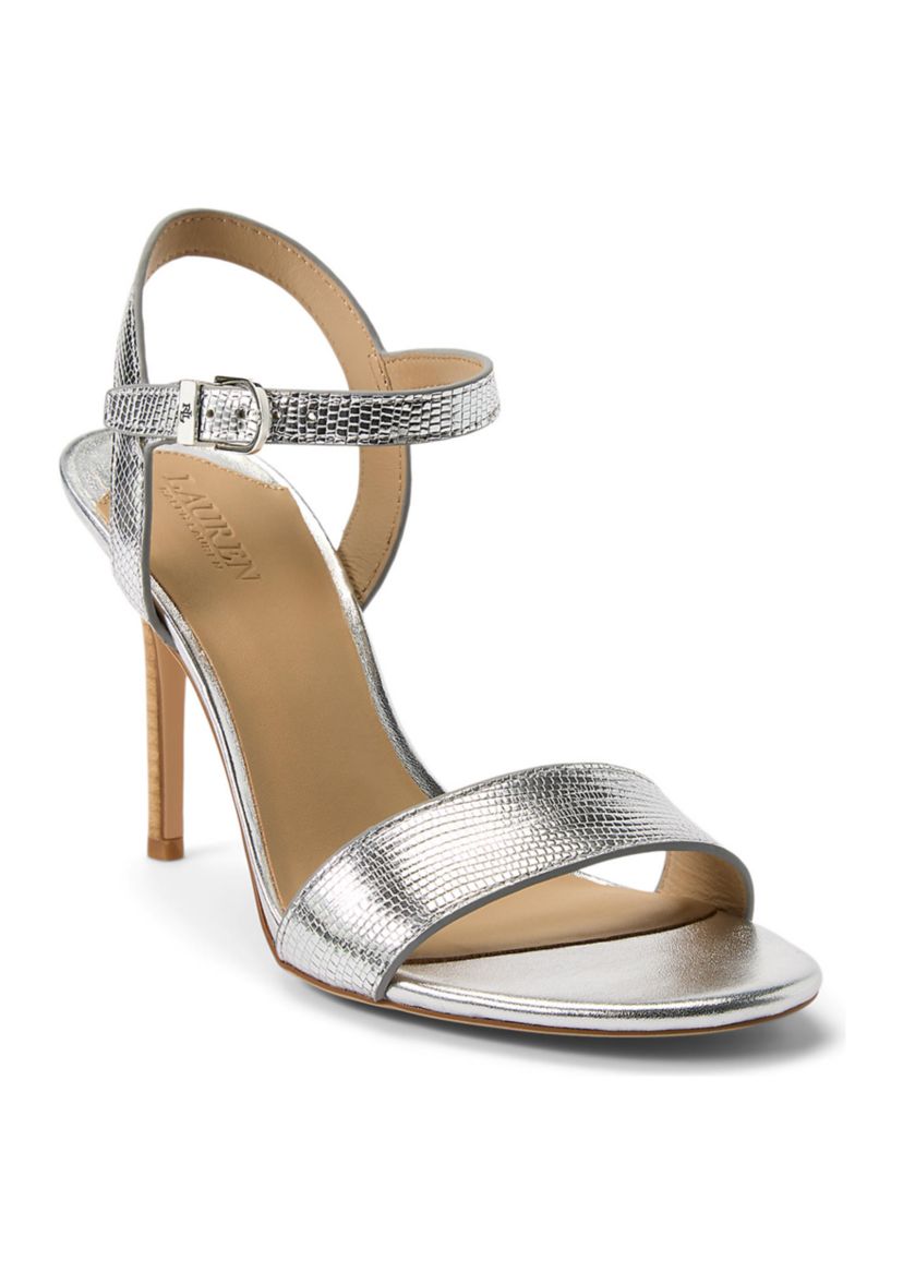 Gwen Metallic Lizard-Embossed Sandals