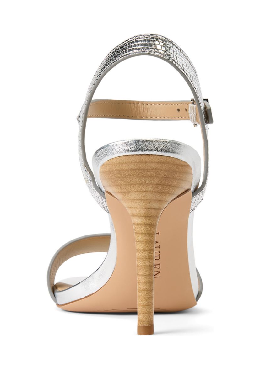 Gwen Metallic Lizard-Embossed Sandals