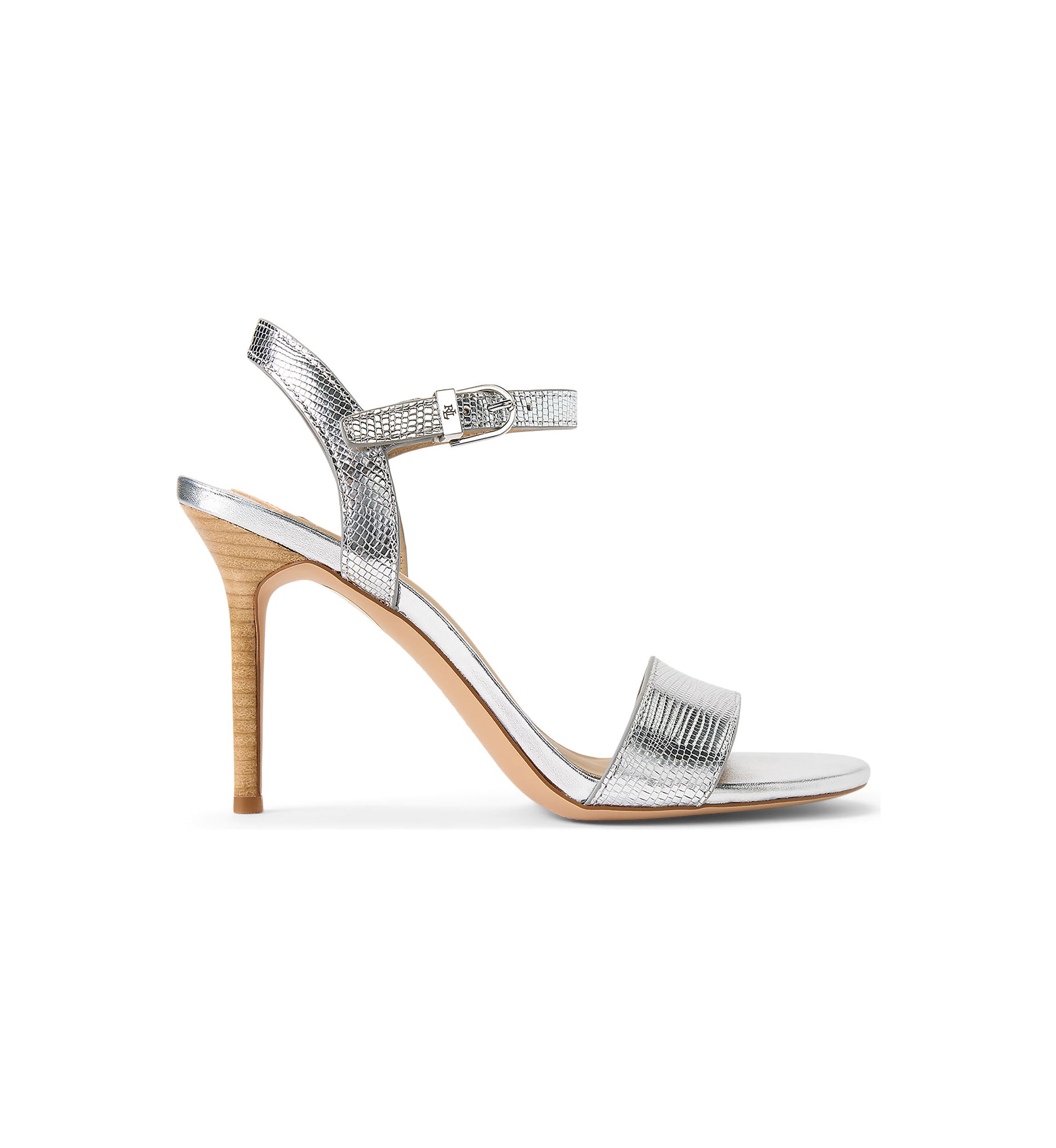 Gwen Metallic Lizard-Embossed Sandals