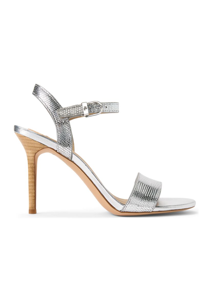 Gwen Metallic Lizard-Embossed Sandals