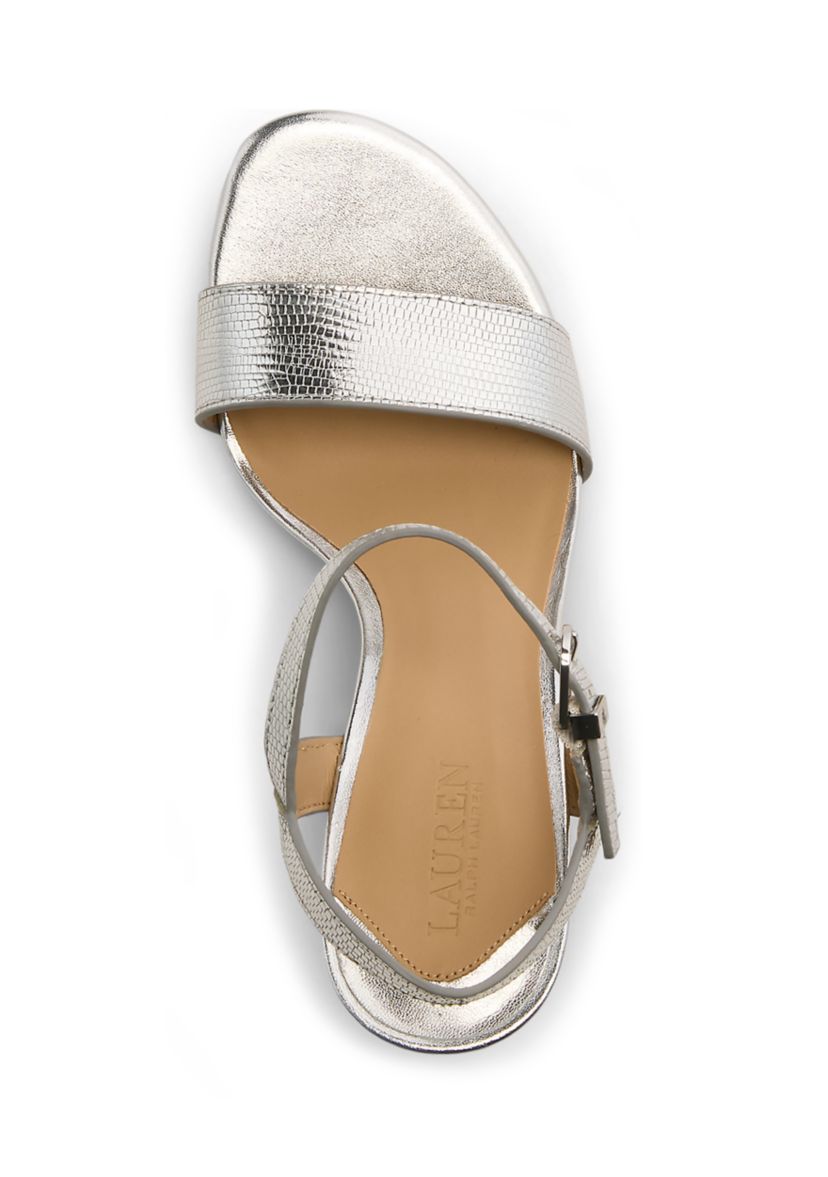 Gwen Metallic Lizard-Embossed Sandals