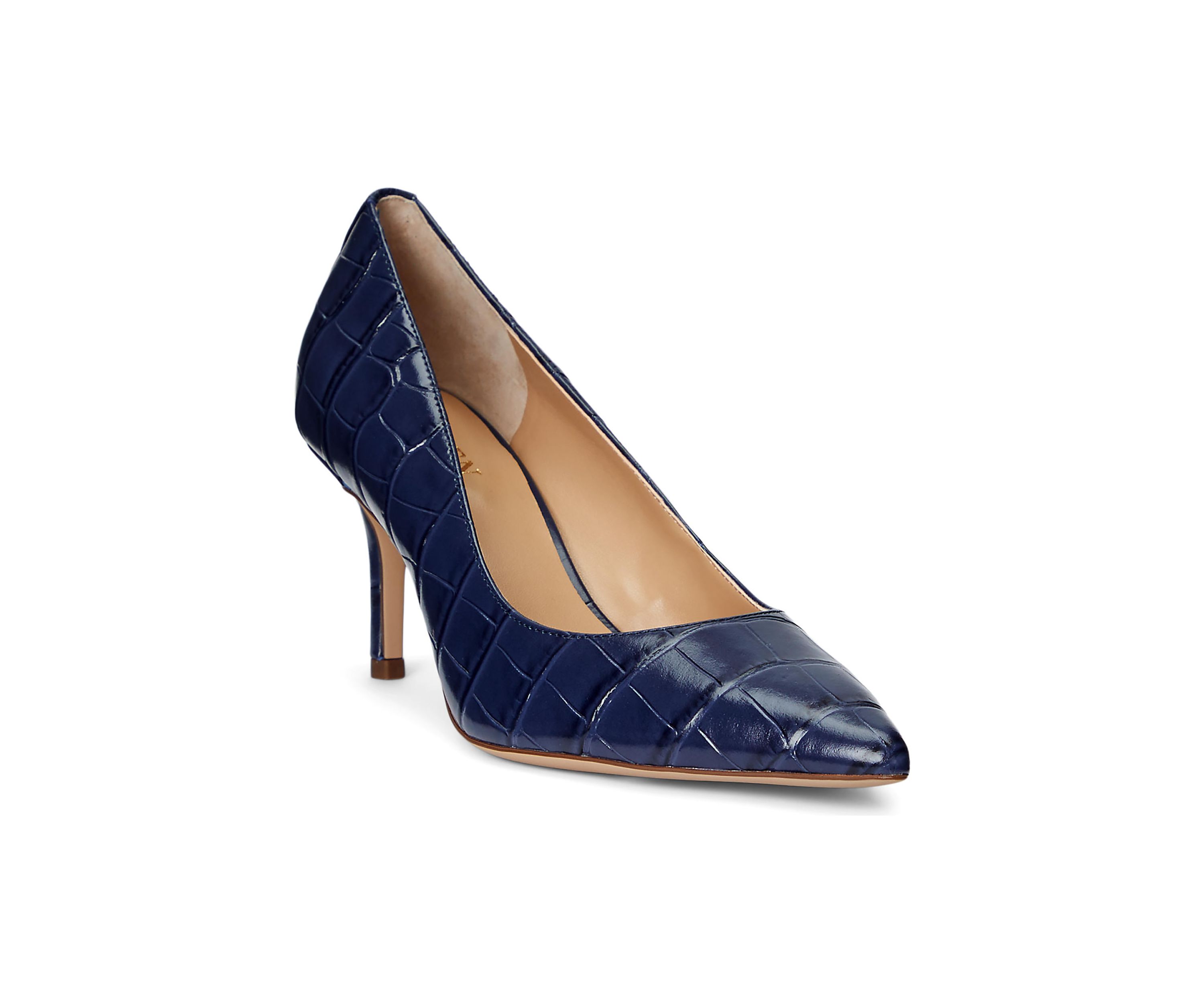 Lanette Crocodile-Embossed Leather Pumps