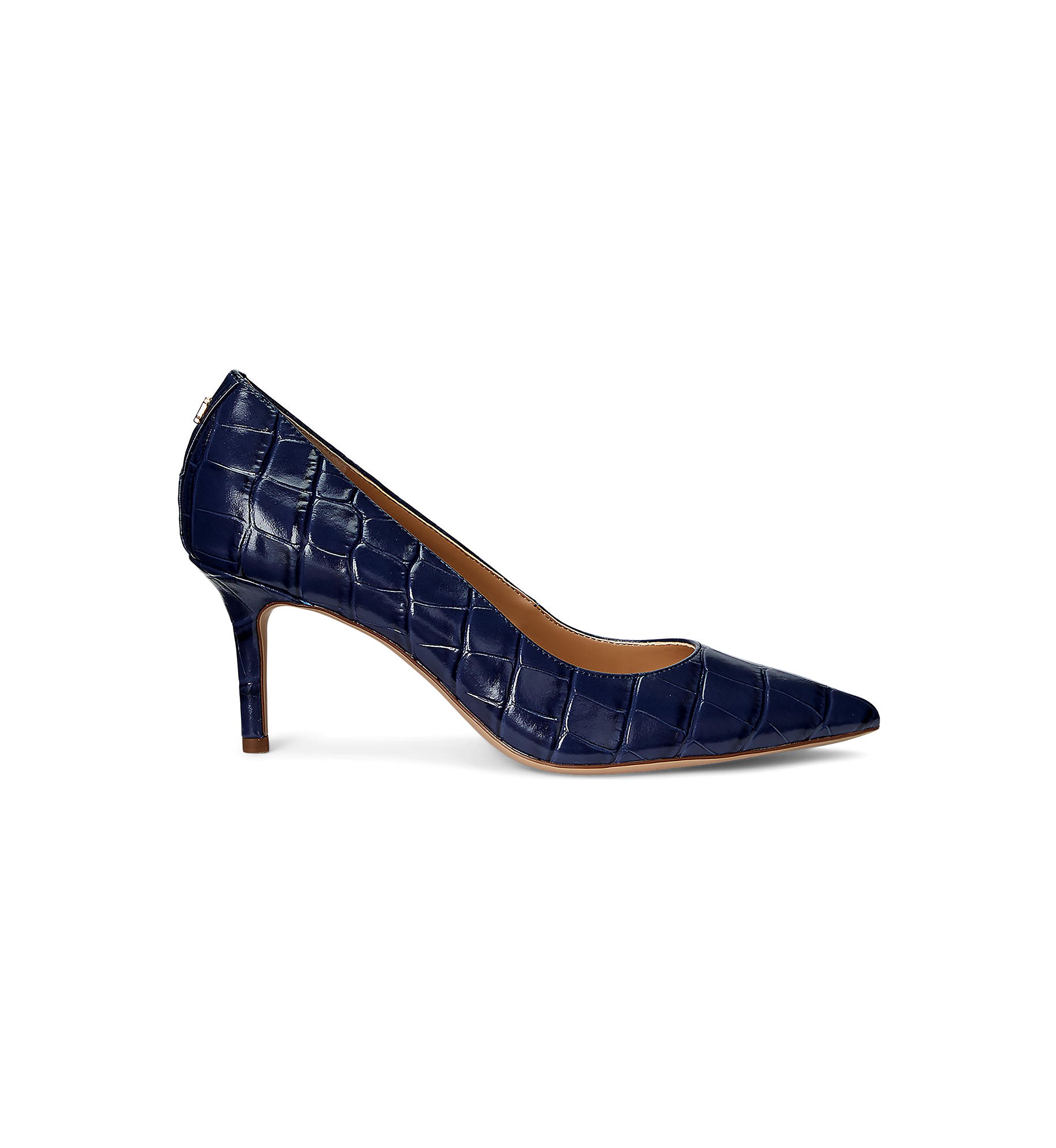 Lanette Crocodile-Embossed Leather Pumps