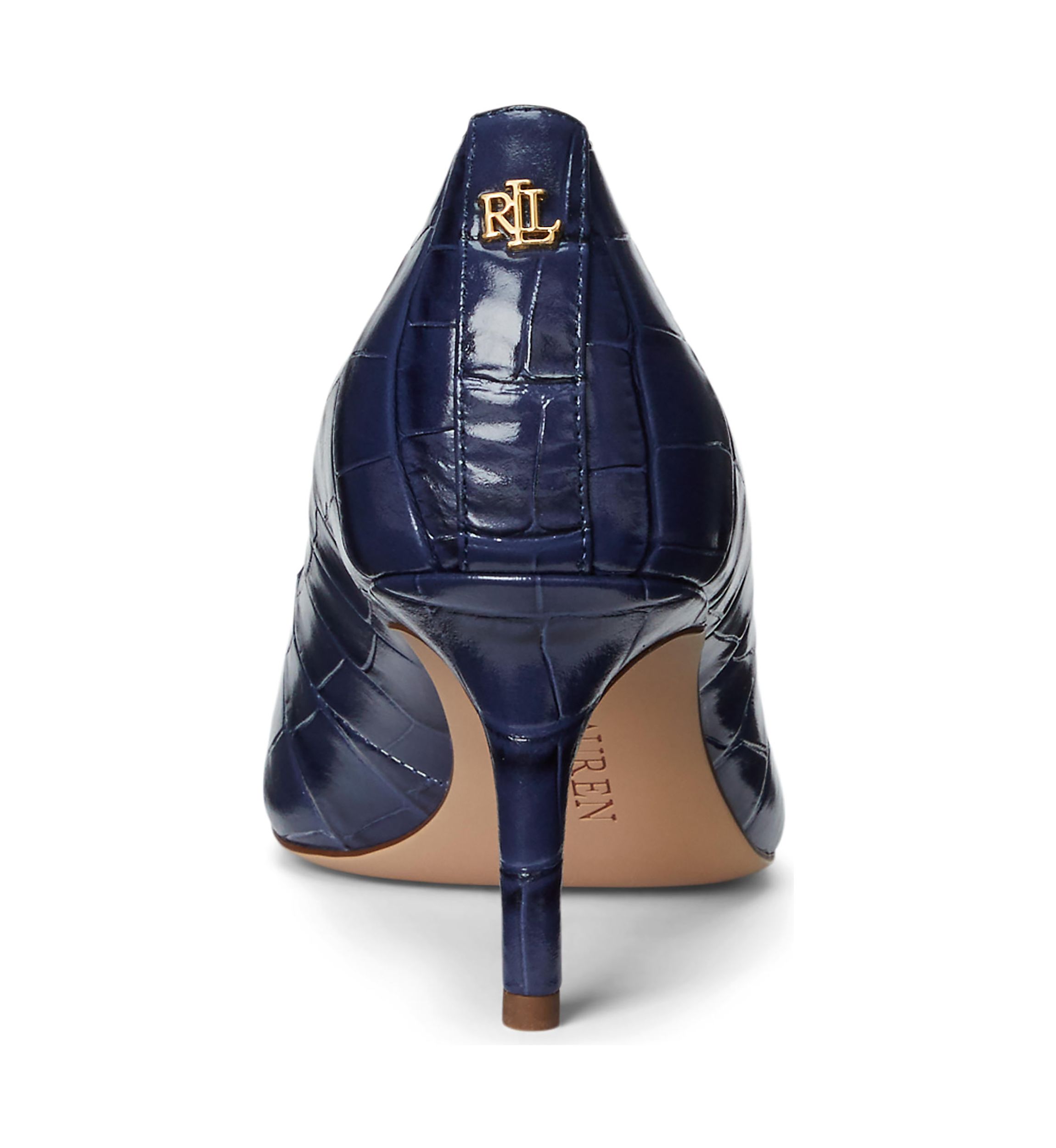 Lanette Crocodile-Embossed Leather Pumps