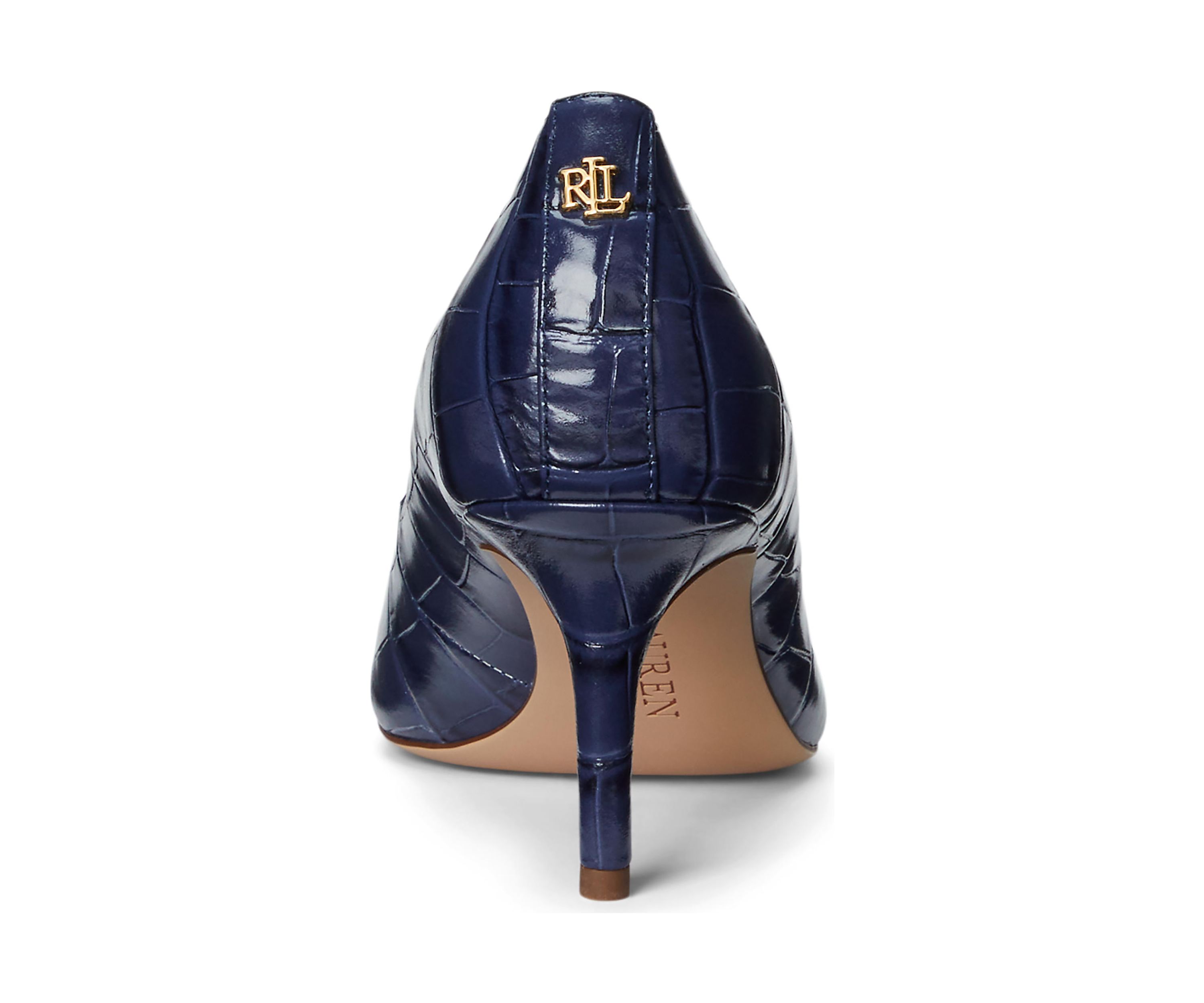 Lanette Crocodile-Embossed Leather Pumps