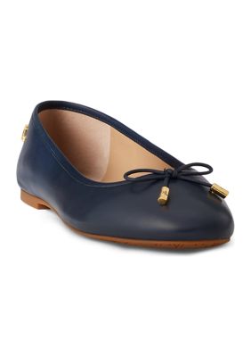 Lauren Ralph Lauren Women's Jayna Nappa Leather Flats, Navy Blue, 11M