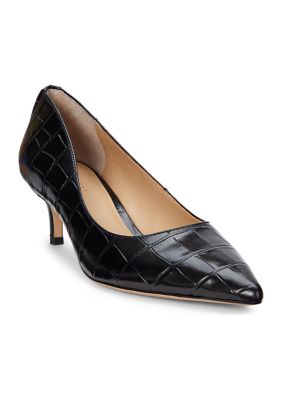 STAMPED CROCODILE LEATHER ANGELINA PUMP CHERRY RED