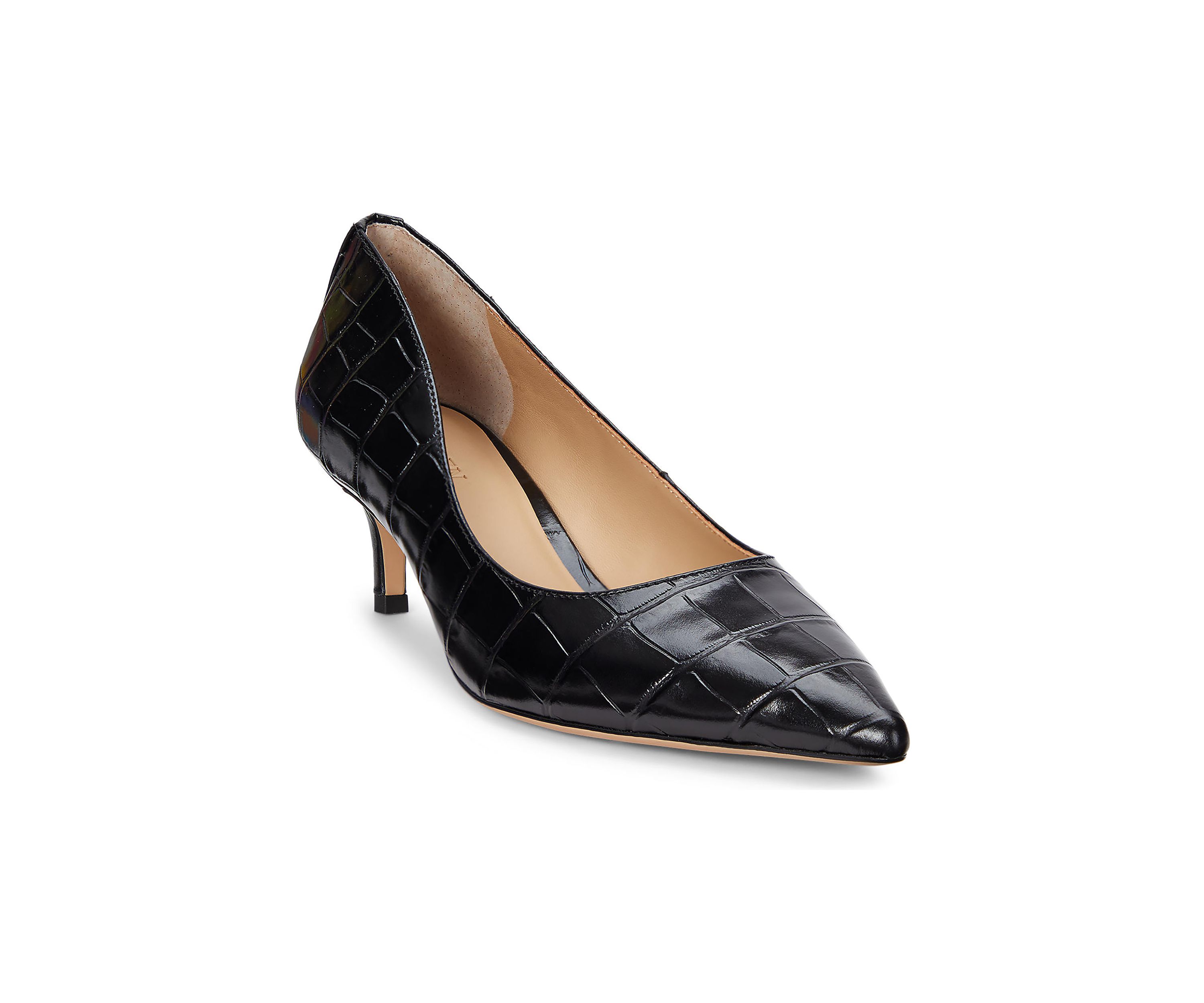 Adrienne Crocodile Embossed Leather Pumps