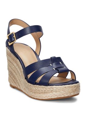 Lauren Ralph Lauren Women's Soffia Nappa Leather Espadrille Wedge Sandals