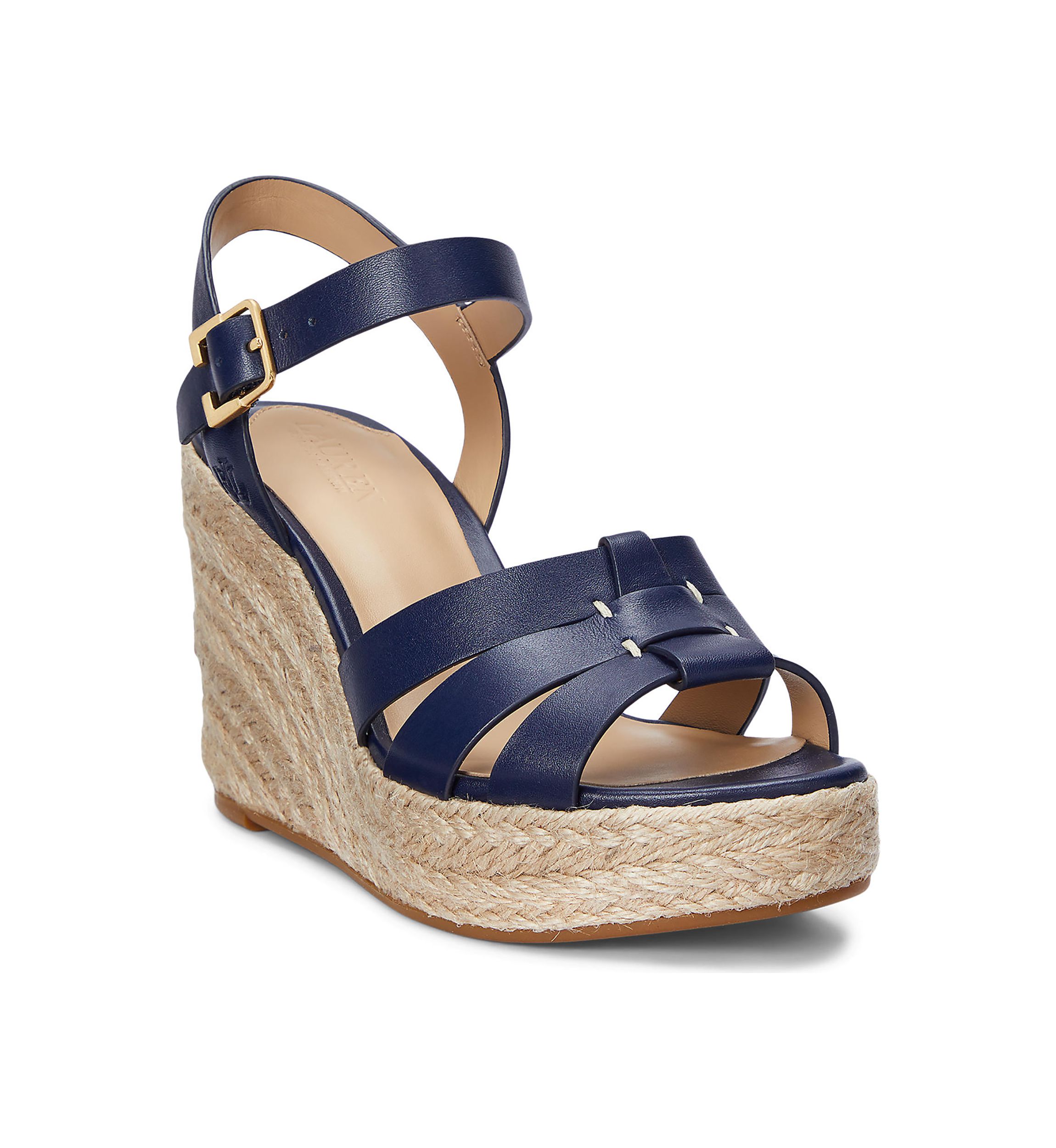 Soffia Nappa Leather Espadrille Wedge Sandals