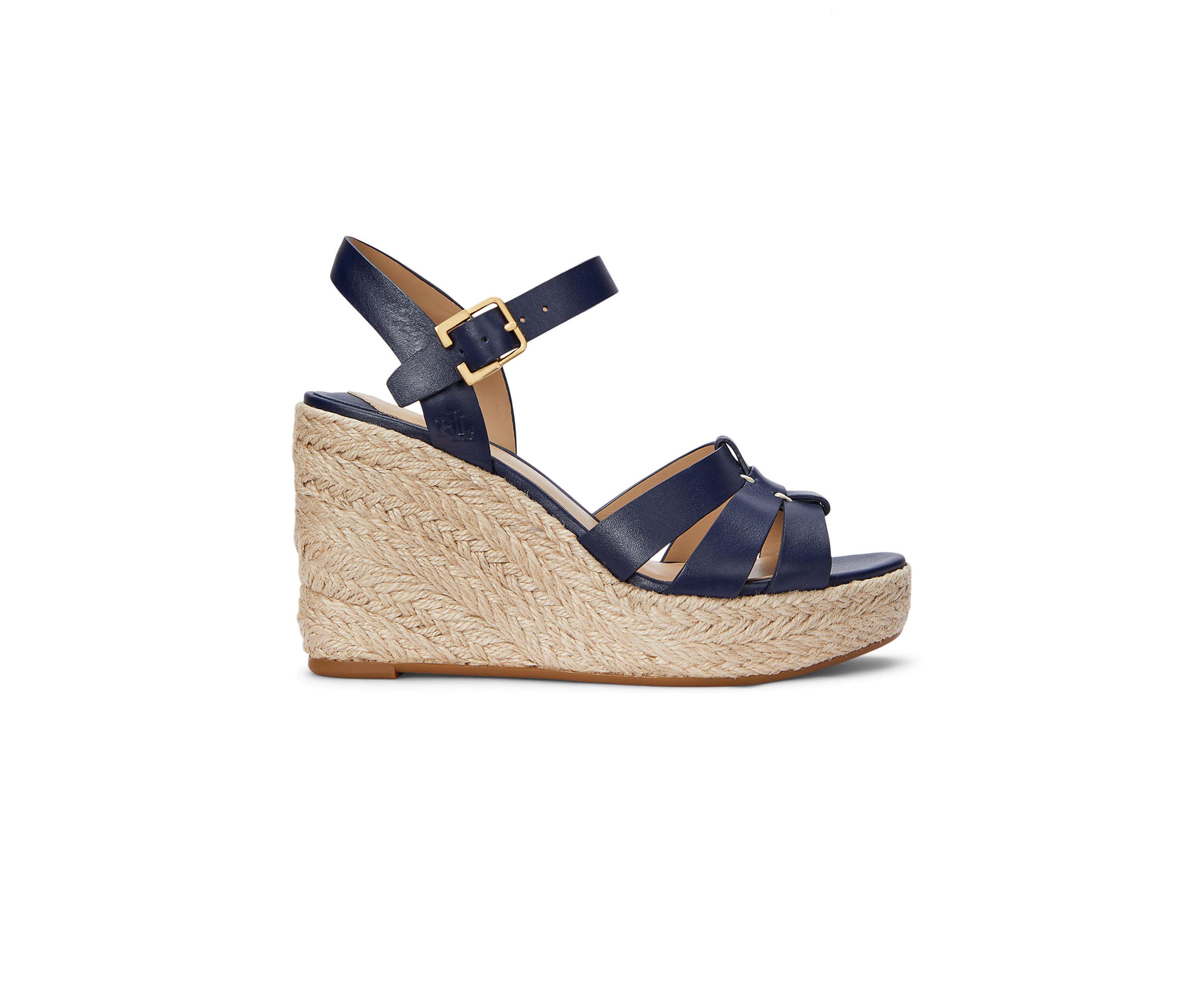 Soffia Nappa Leather Espadrille Wedge Sandals