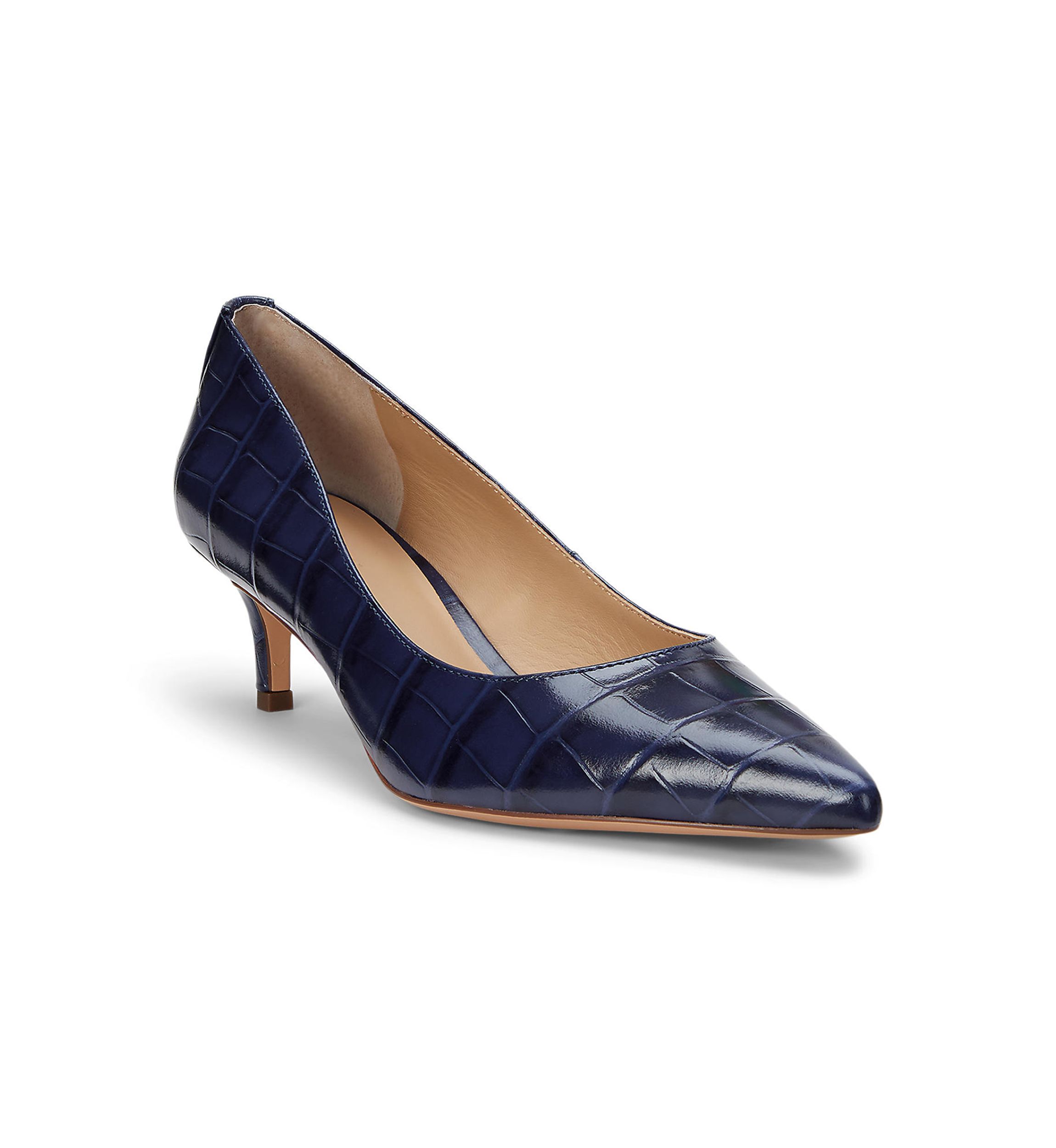 Adrienne Crocodile Embossed Leather Pumps