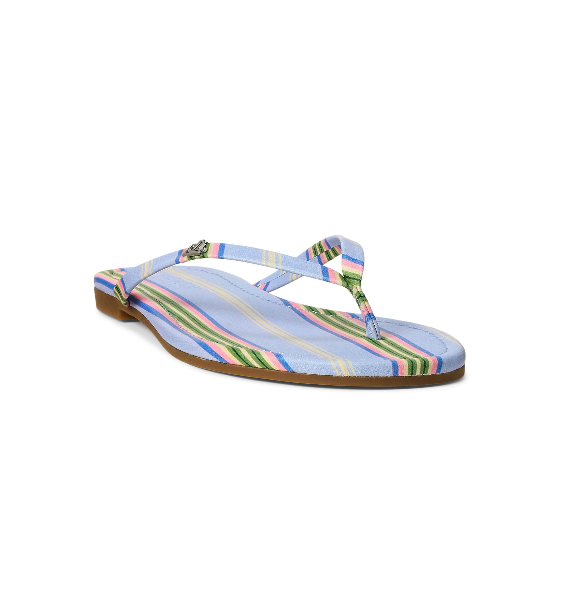 Raquel Striped Leather Flip Flop Sandals