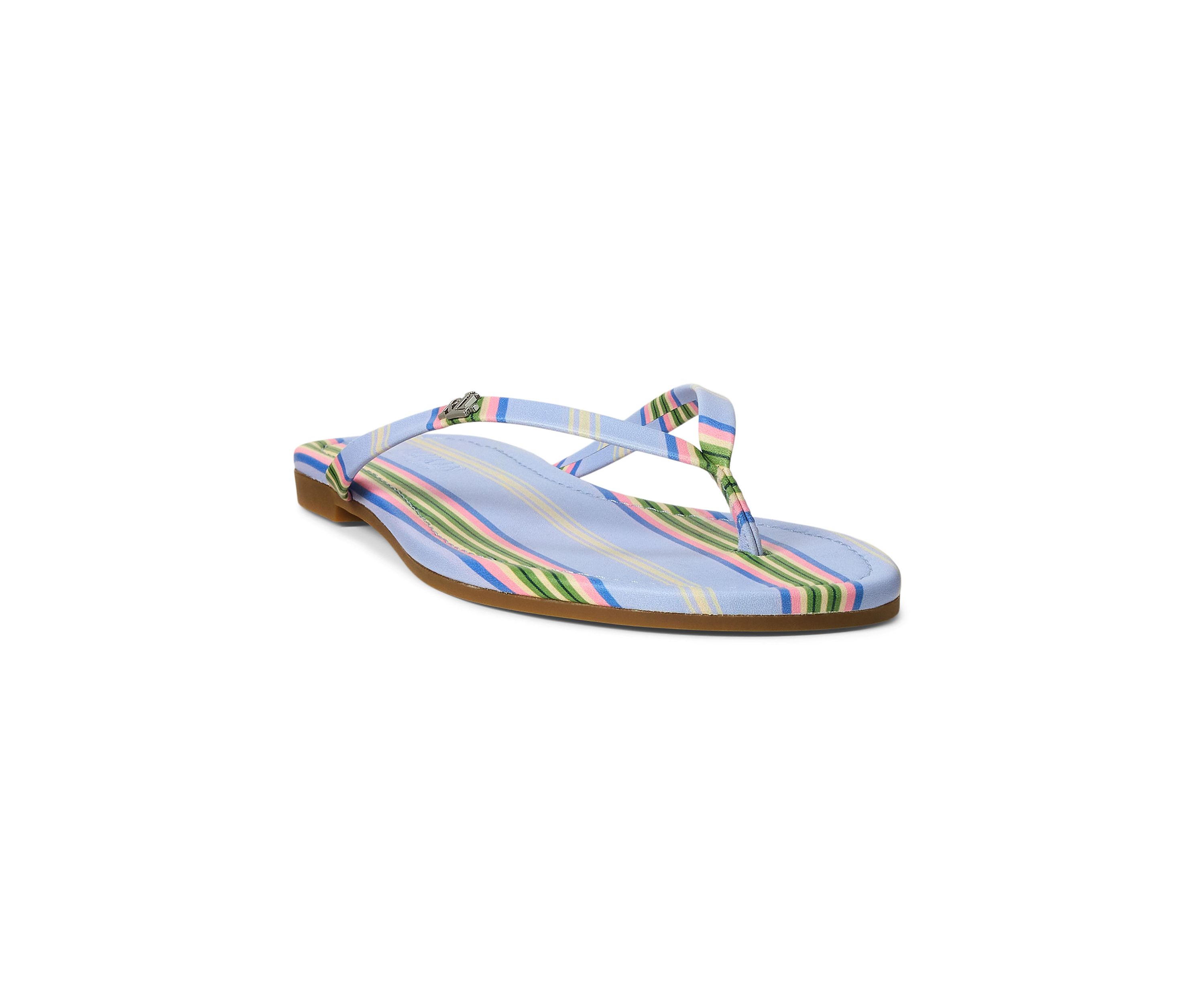 Raquel Striped Leather Flip Flop Sandals
