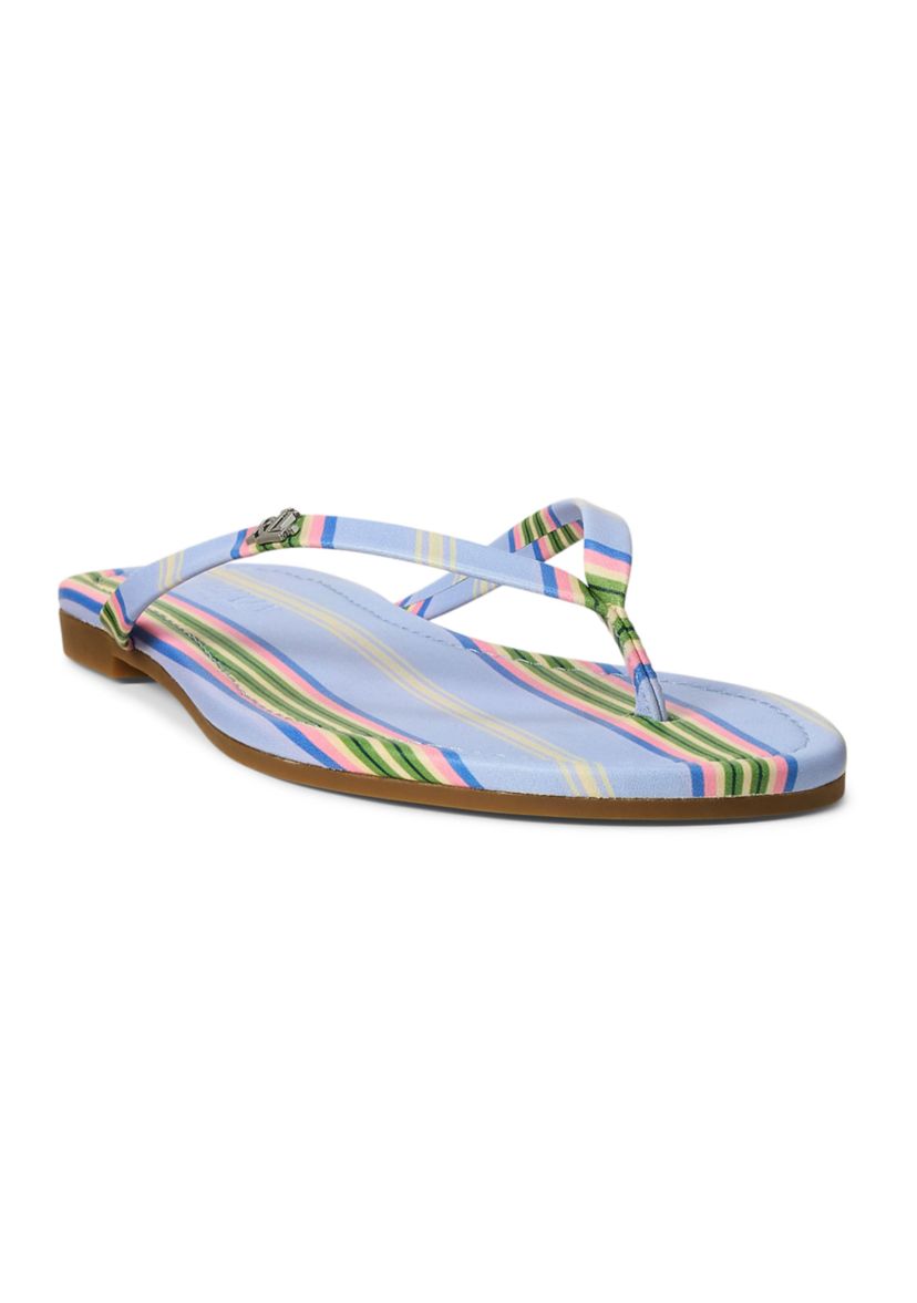 Raquel Striped Leather Flip Flop Sandals