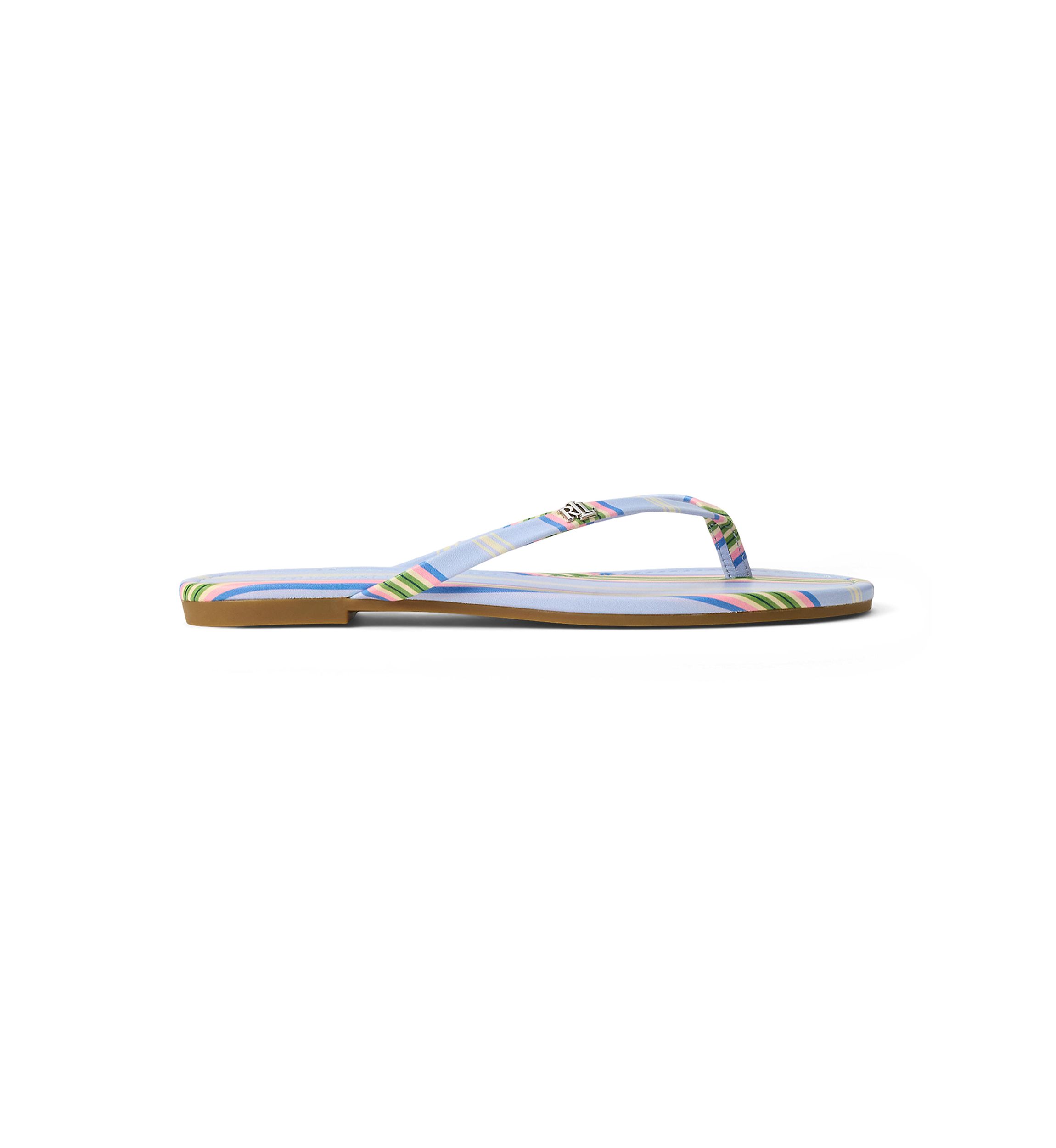 Raquel Striped Leather Flip Flop Sandals