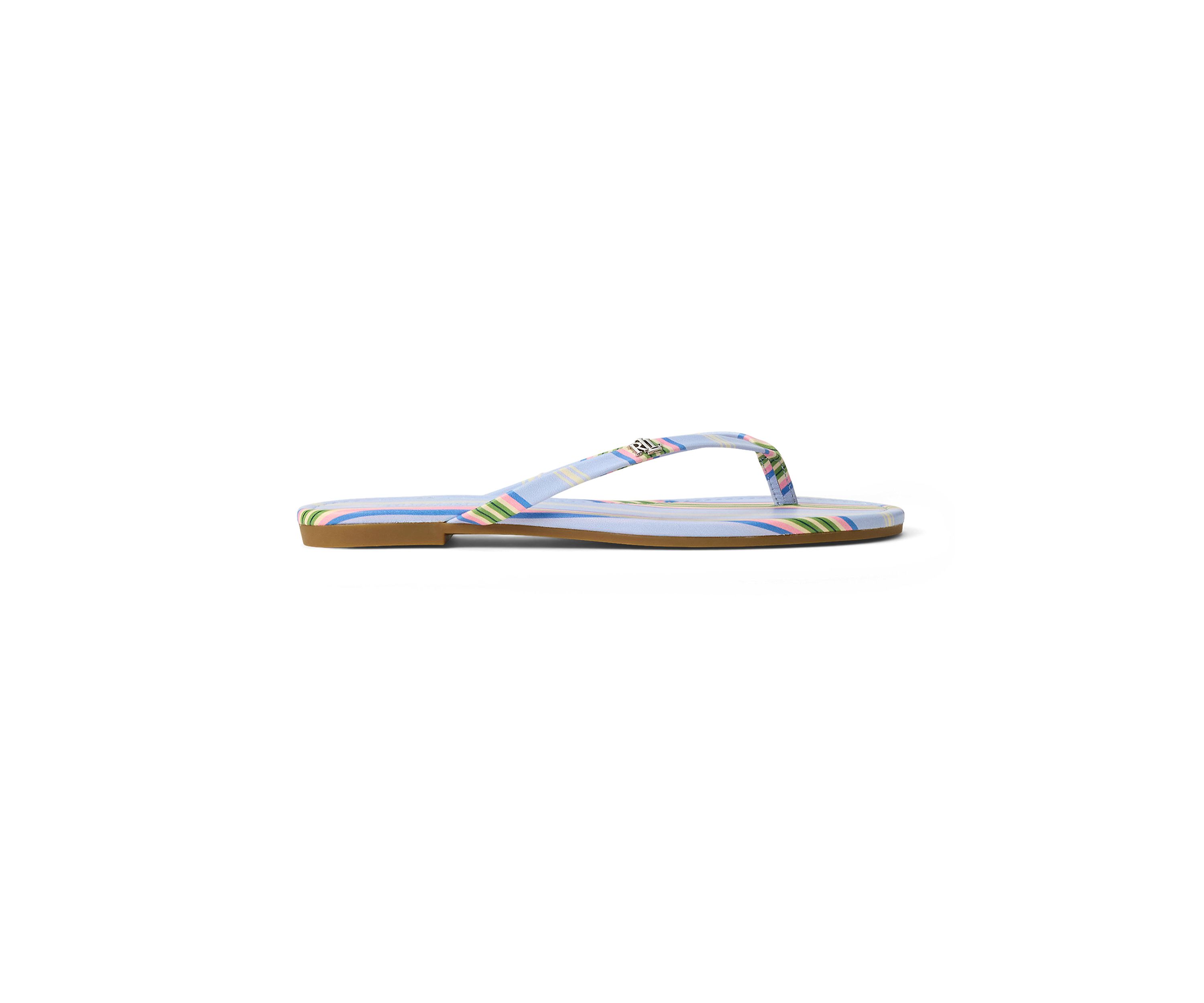 Raquel Striped Leather Flip Flop Sandals