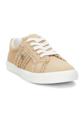 Lauren Ralph Lauren Janson Frayed Denim Sneakers, Beige, 9M