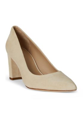 Lauren Ralph Lauren Women's Lanette Suede Block Heel Pumps, Beige, 8M