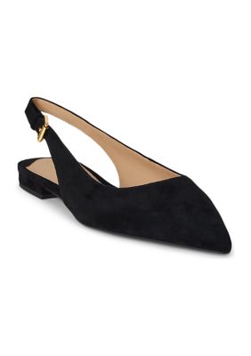 Lauren Ralph Lauren Women's Londyn Suede Slingback Flats, Black, 7.5M