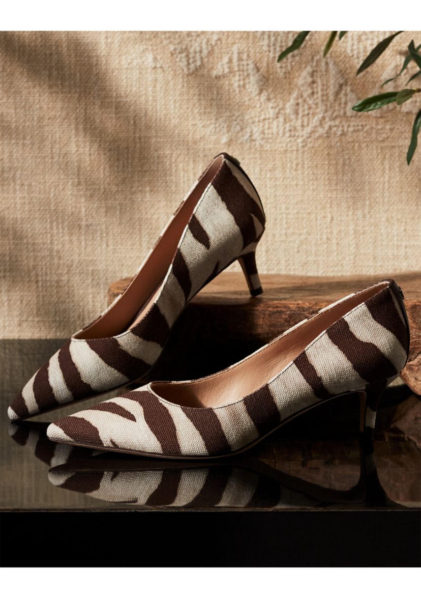 Adrienne Zebra-Print Canvas Pumps