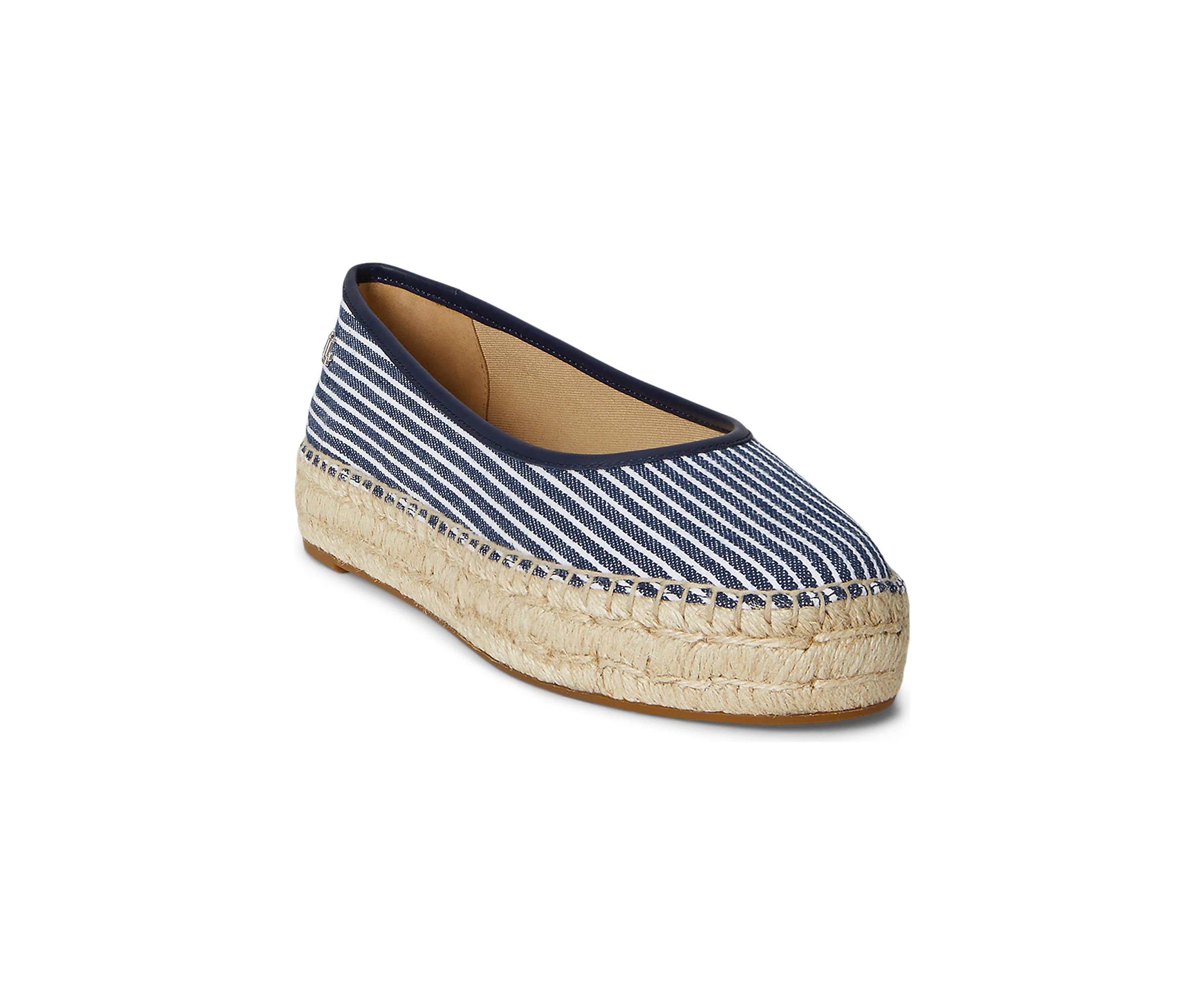 Luize Striped Canvas Ballet Espadrille Flats