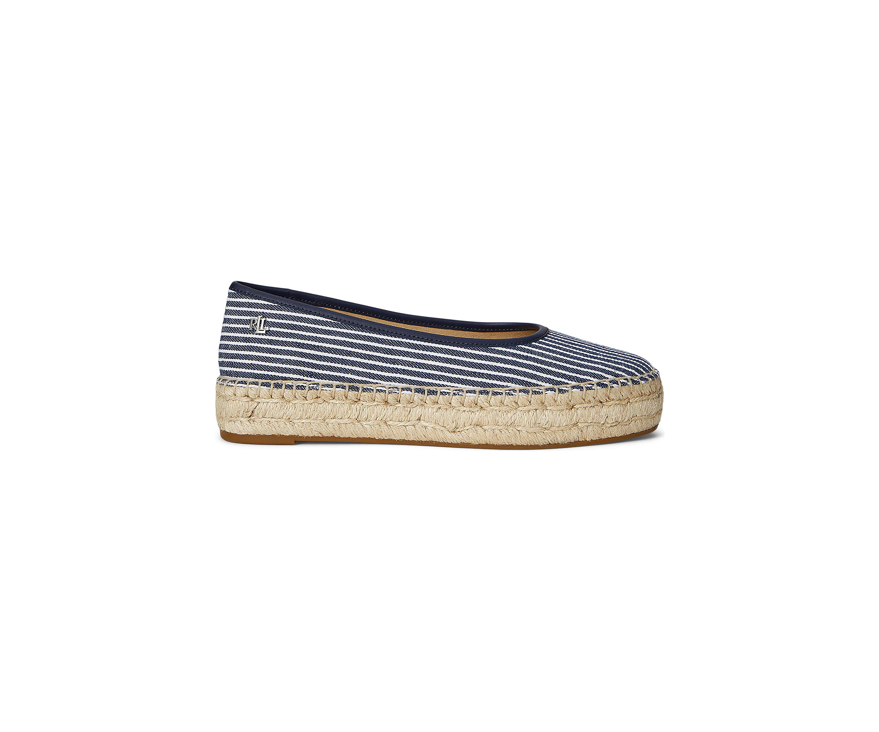 Luize Striped Canvas Ballet Espadrille Flats