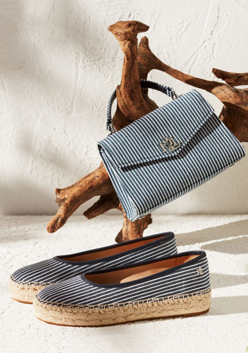 Luize Striped Canvas Ballet Espadrille Flats