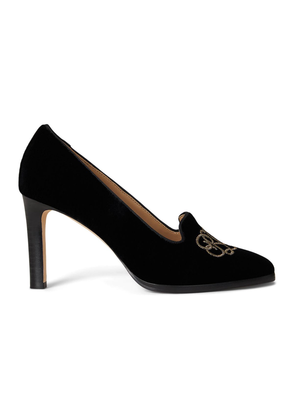 Corah Embroidered-Logo Velvet Pumps