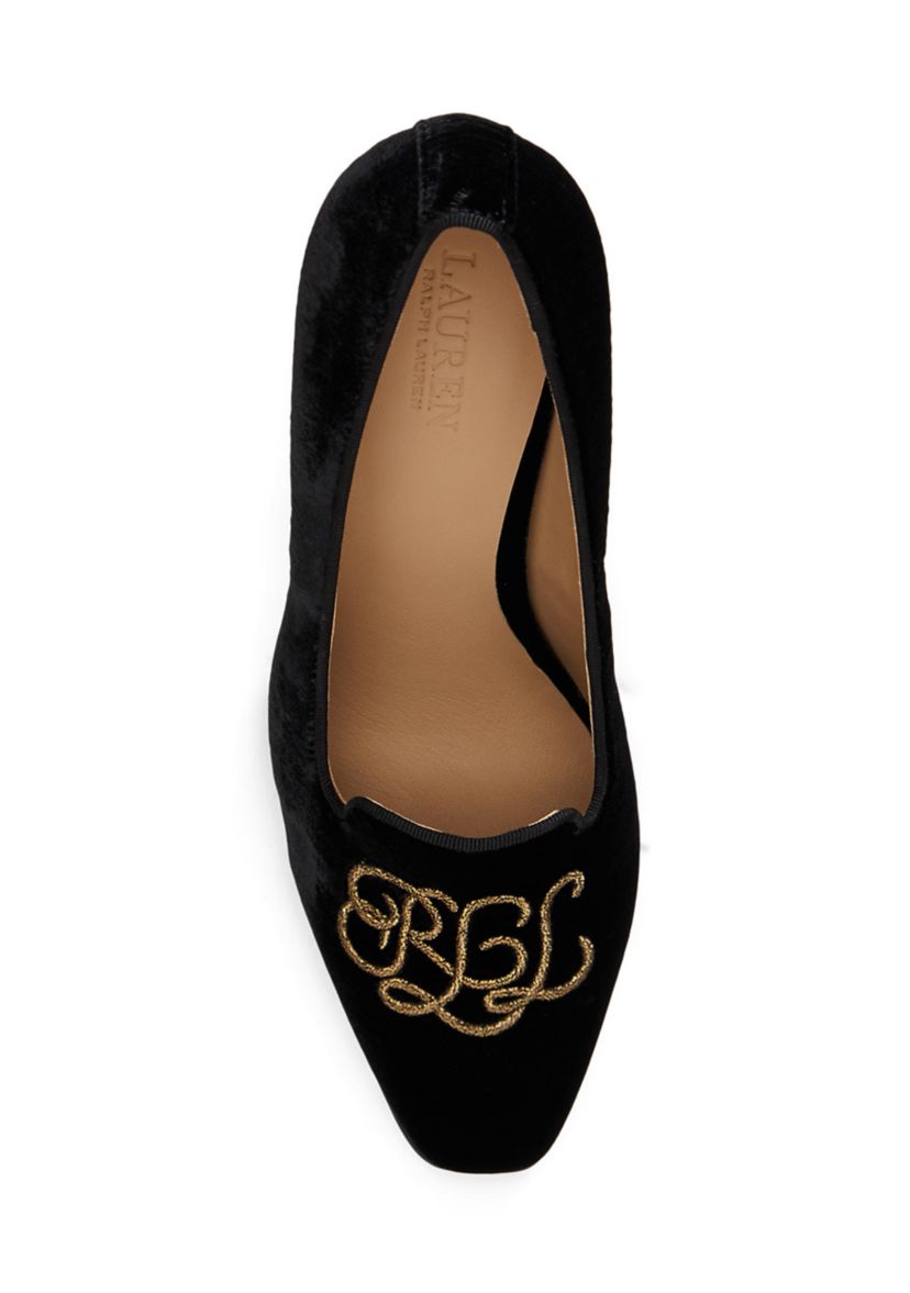 Corah Embroidered-Logo Velvet Pumps