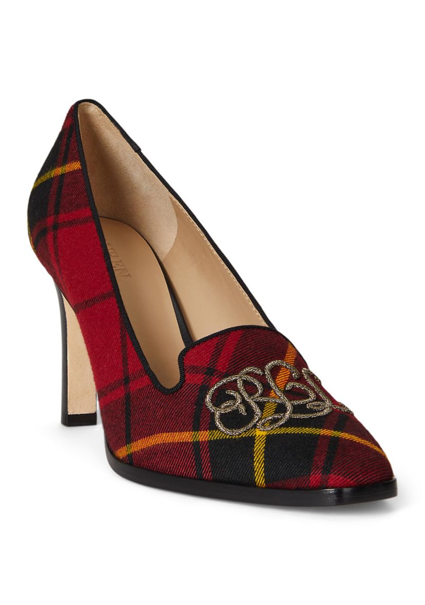 Corah Embroidered-Logo Plaid Pumps