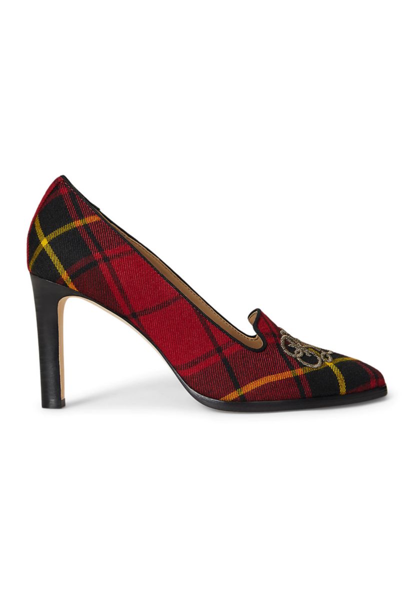 Corah Embroidered-Logo Plaid Pumps