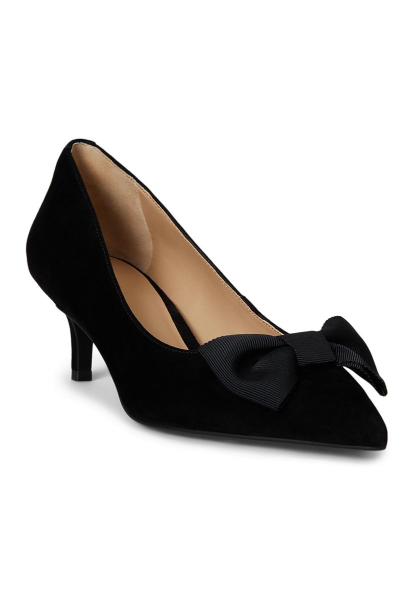 Adrienne Bow-Trim Suede Pumps
