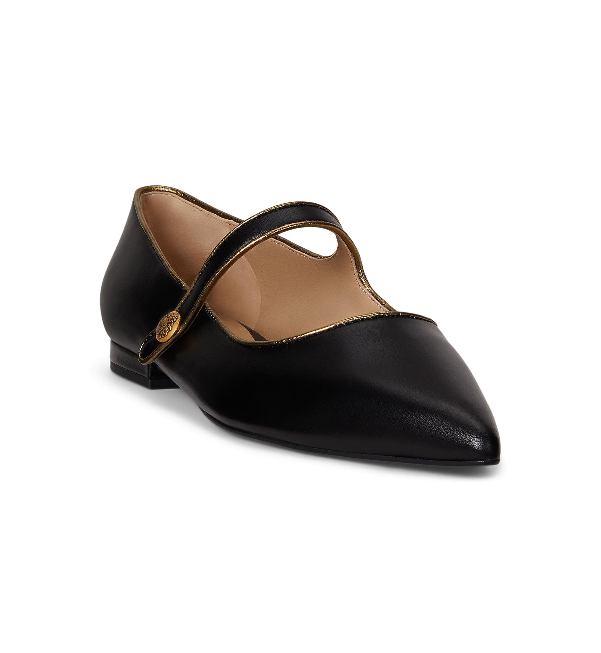 Londyn Metallic-Trim Leather Mary Janes