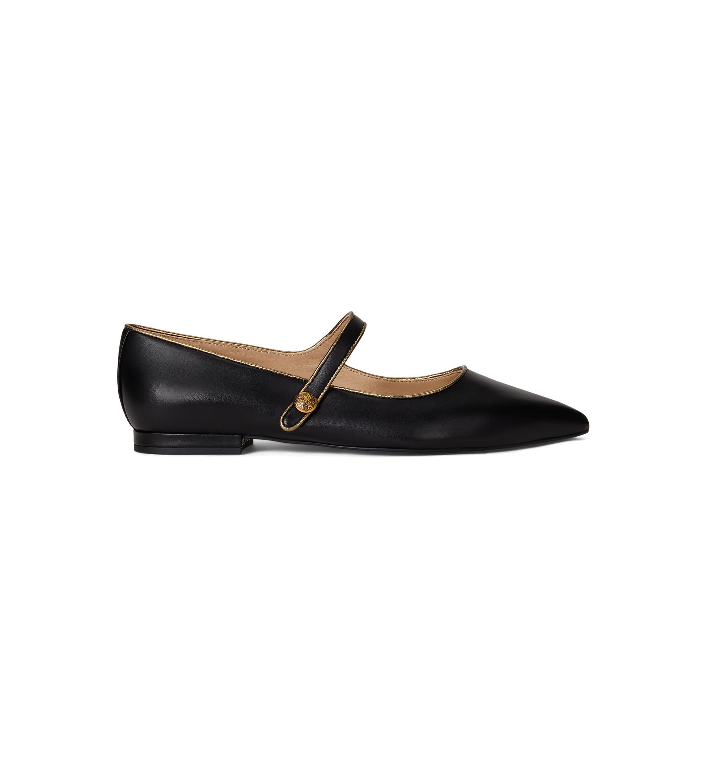 Londyn Metallic-Trim Leather Mary Janes