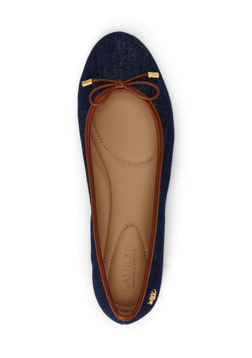 Jayna Leather-Trim Denim Flat