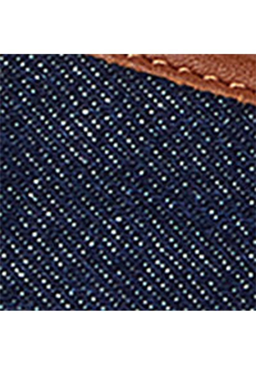 Jayna Leather-Trim Denim Flat