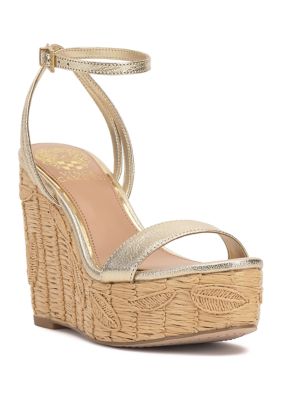 Vince Camuto Women's Emrey Wedge Sandals, Gold, 9.5M